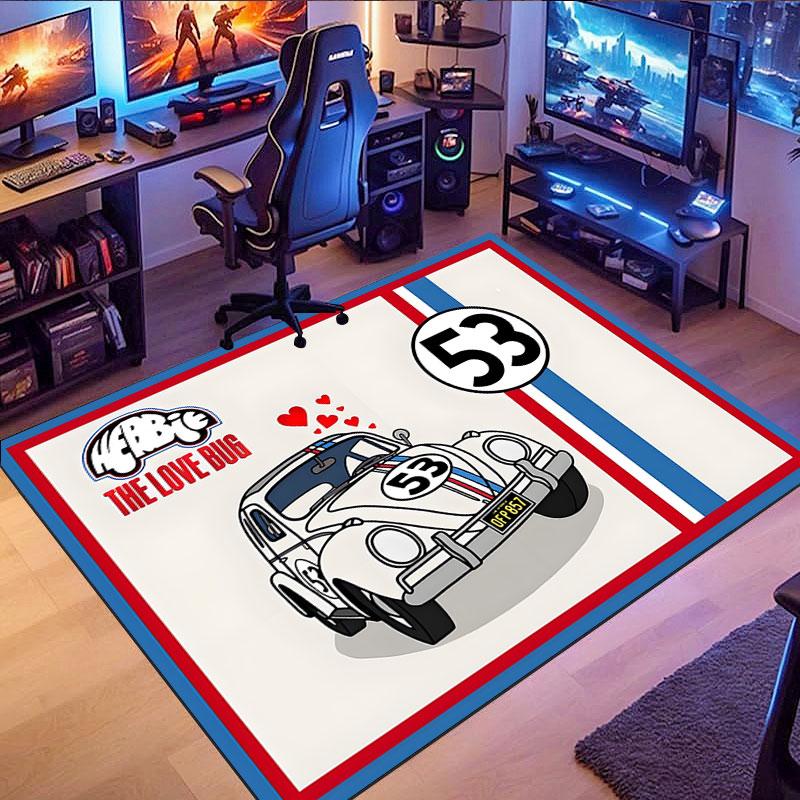 Classic Vintage Car Pattern Rug, Non-slip Rug, Suitable for Living Room, Bedroom, Game Room, Computer Room and Home Décor.