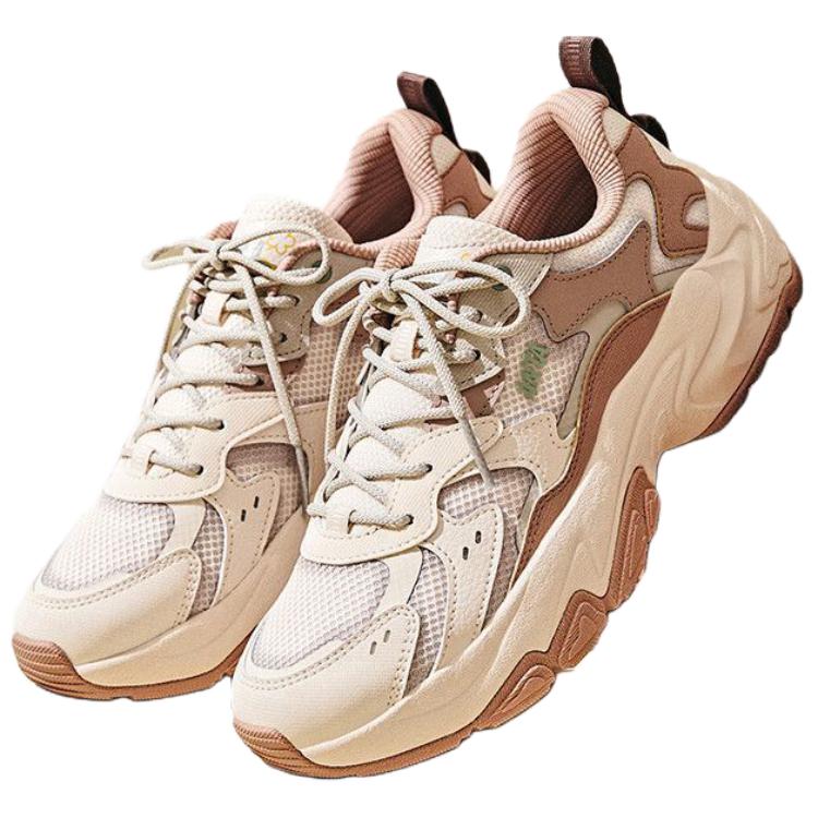 Anta Starry Sea 2.0 Cushioning Abrasion Resistant Lightweight Low top Chunky Sneakers Women's White Umber Gray 922538839-3