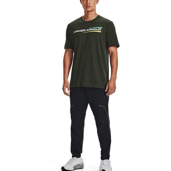 Under Armour Branded Letter Logo Print American Vintage Training Short Sleeve T-Shirt Men Tops Green 1370731-310