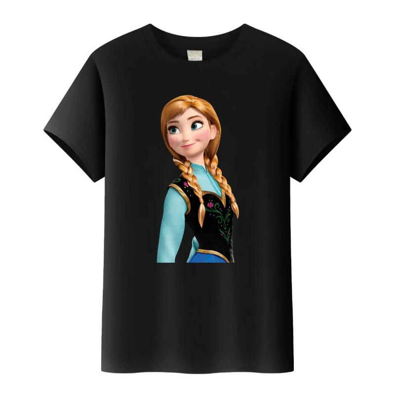 

Sweet Disney Frozen Elsa Anna Cartoon Tees Loose T-shirt Streetwear Blouses Children Tops O-Neck Tshirt Girls Clothes Gift 150