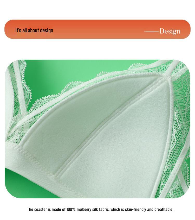 Triangle Cup Lace Wireless Bra - 100% Mulberry Silk, Sexy & Lightweight for Summer