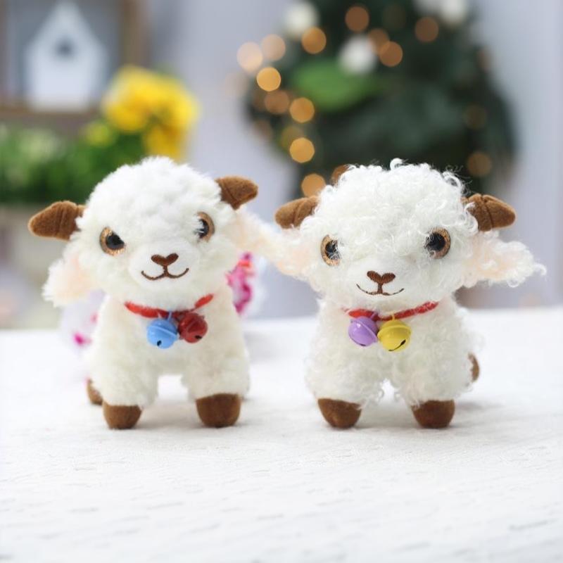 White Fluffy Sheep Stuffed Animal Soft Breathable Washable Fabric Adorable Big Eyes Great Gift for Kids Travel Companion