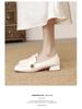 2024 Retro Chunky Heel Loafers: Versatile Square Toe, Medium Heel, Slip-on Leather Shoes for All Seasons