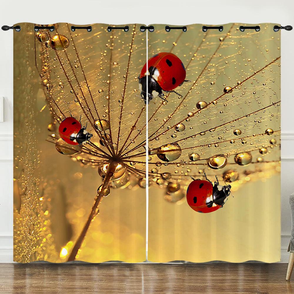 Vorhang Cartoon Käfer Tier Digitaldruck Verdunkelungsvorhang Ohne Bohren