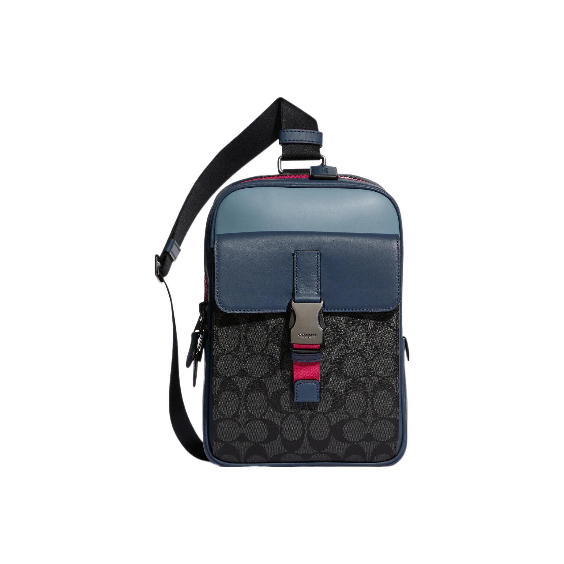 

Coach Track 18 Classic Monogram Leather Zipper Color-Block Adjustable Shoulder Strap Canvas Crossbody Bag Small Unisex crossbody bag C8126-QBTU3 Basic Set (Bag+Dust Bag)