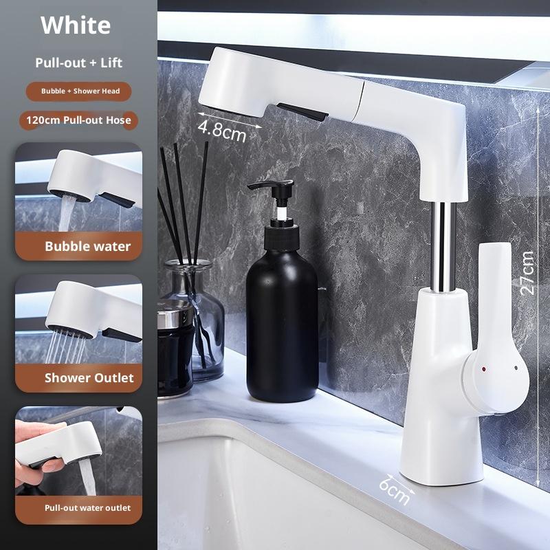 Robinet de cuisine à relevage extractible, robinet de lavabo de salle de bains rotatif à 360 °, robinet d'évier de cuisine en acier inoxydable avec pulvérisateur extractible