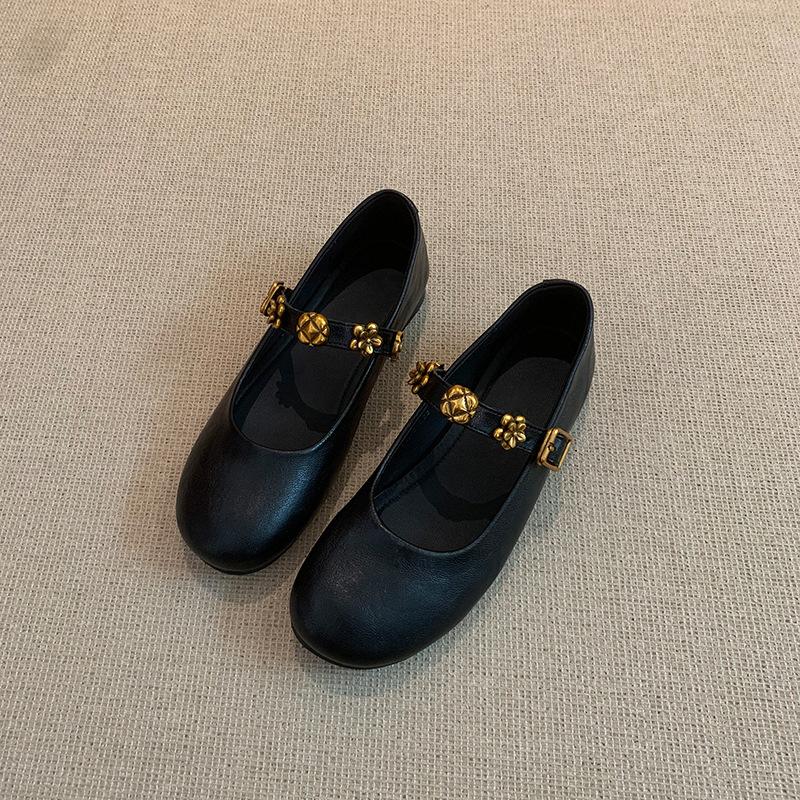Retro temperament, buckle Mary Jane shoes, flat Mary Jane professional single shoes
