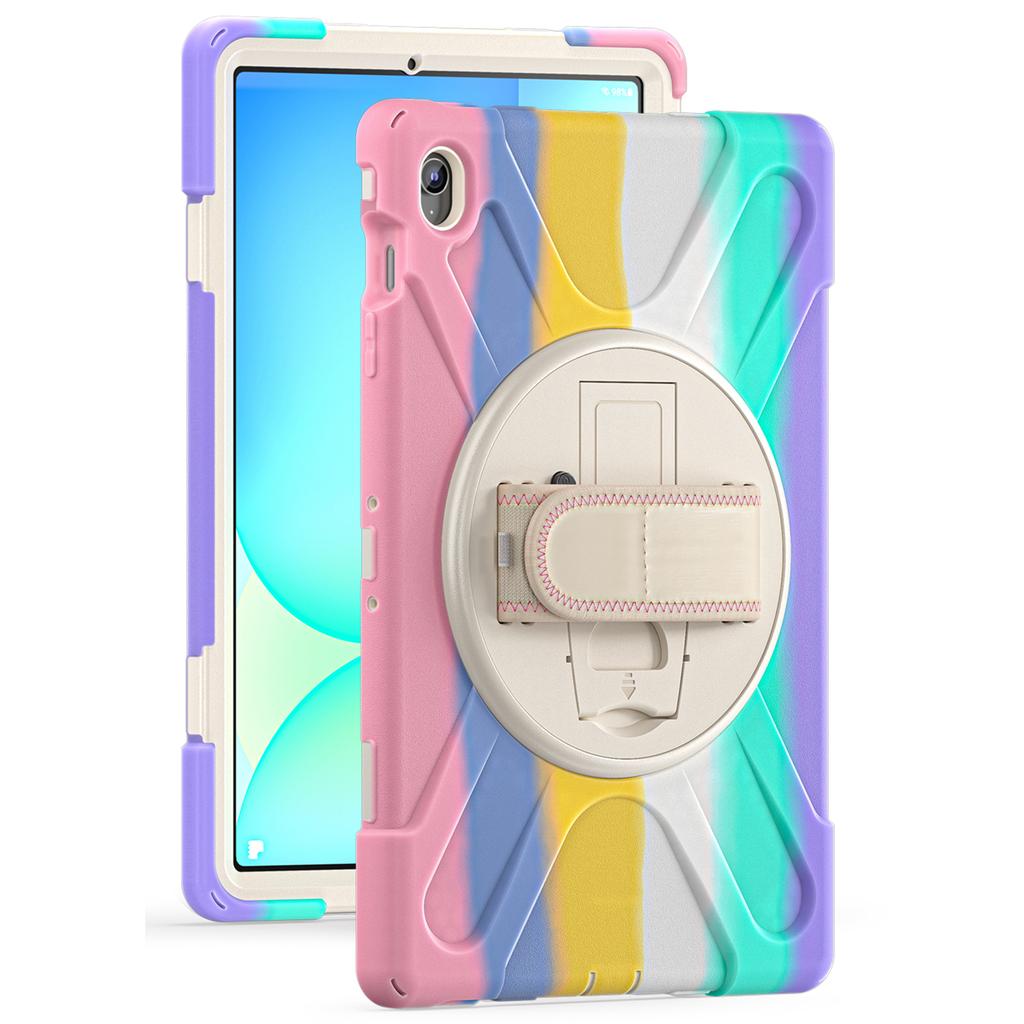 For Samsung Galaxy Tab S10 FE+ SM-X620/ SM-X626B Case Rotary Kickstand PC+Silicone Hand Strap Tablet Cover