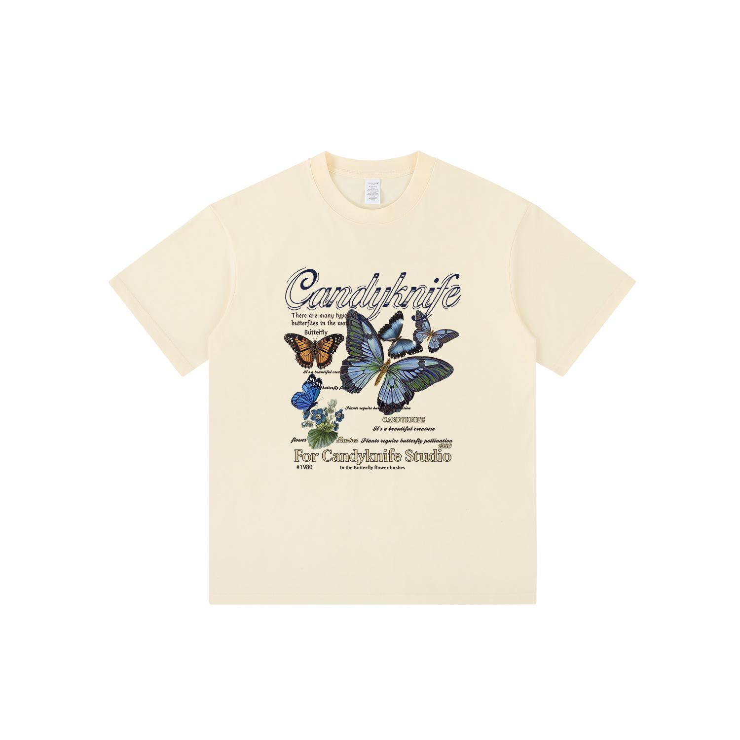 

Women s Retro Butterfly Cotton Half Sleeve T-Shirt - Casual Loose Fit Small