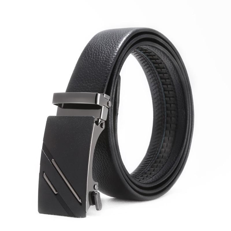 Men'S Belt No Standard Casual Belt Foreign Trade Youth Simple Automatic Buckle Imitation Leather Iron Buckle Belt