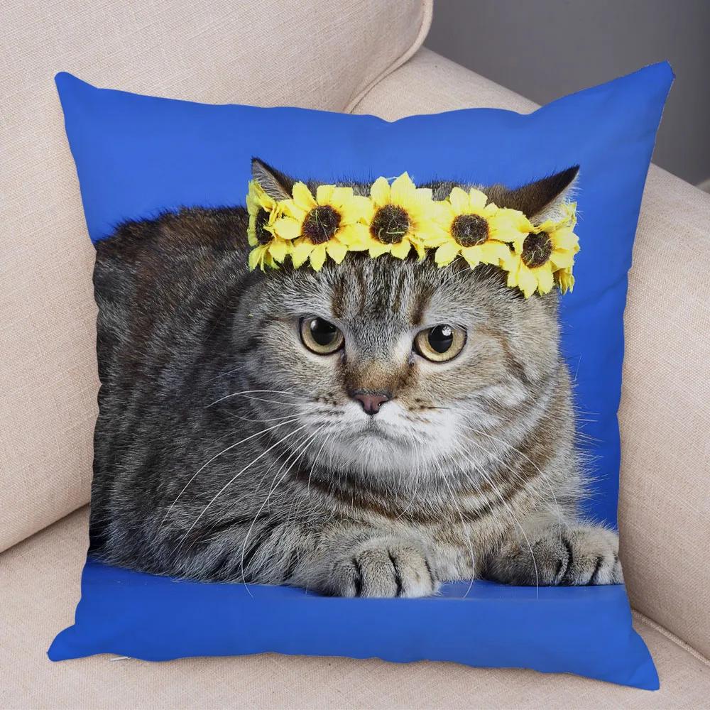 Cute Pet Animal Print Pillowcase Funny  Cat  Decoration Car Sofa Home Cushion Cover