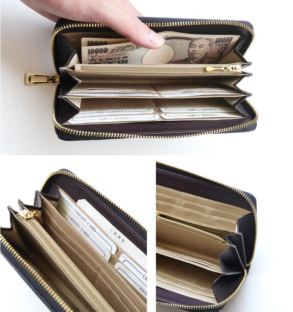 Sankyo Shokai Long Wallet for Men and Crocodile Embossed Cowhide Leather with Round Zipper and Brass Oak Women, Hardware