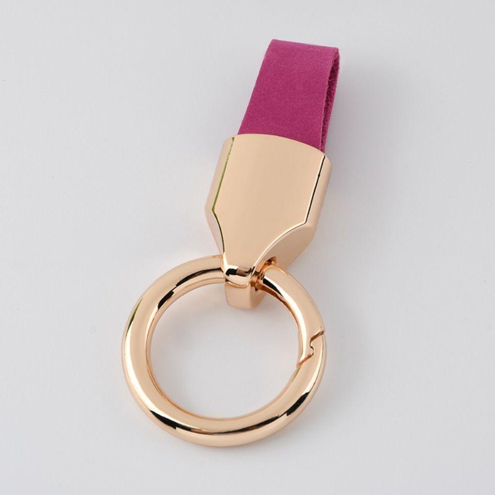 

Key Holder Car Key Buckle Keys Organizer Round Buckle Leather Key Chain Car Accessories Rose Red-Gold