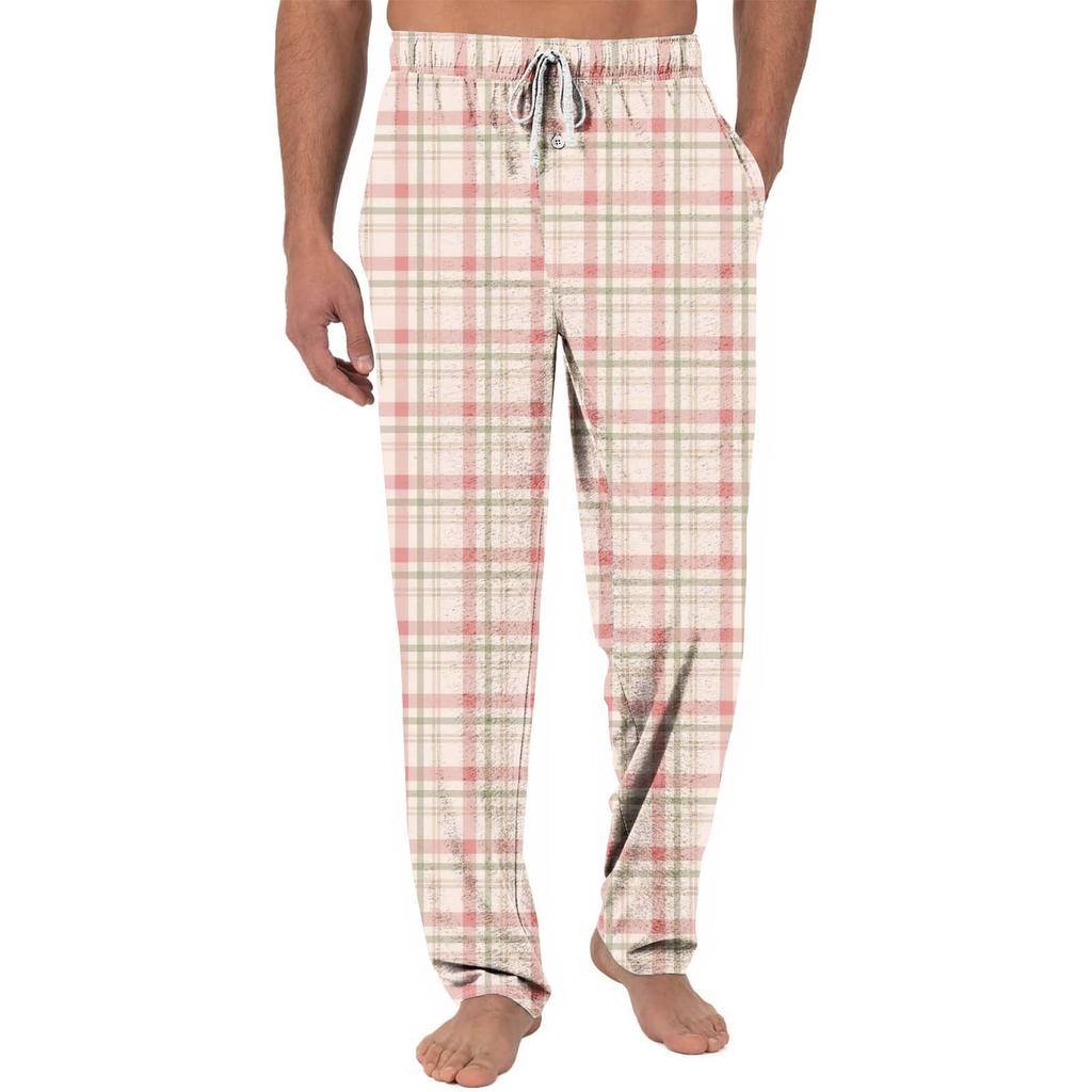 Men's Knitted Fashionable Printed Pocket Casual Pants Pajama Pants