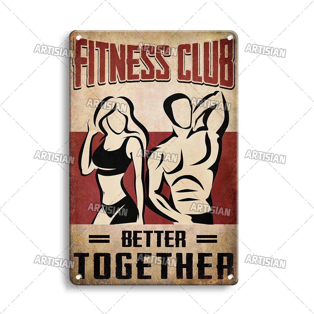 ARTISIAN Weathered Gym Club Metal Tin Sign Vintage Decorative Plate Rusty Sport Metal Poster Man Cave Club Studio Wall Decor