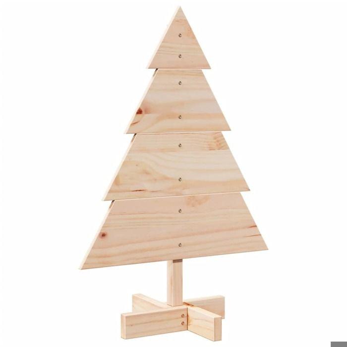 Arbre décoratif de Noël - vidaXL - 110 cm - Bois massif - Marron - Asymétrique