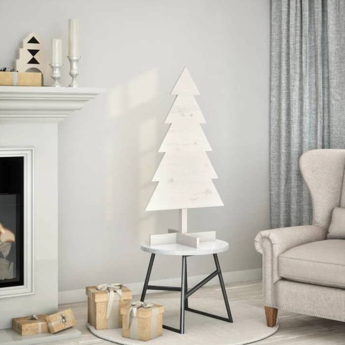 Sapin de Noël - vidaXL - 100 cm - Bois massif - Blanc - Intérieur