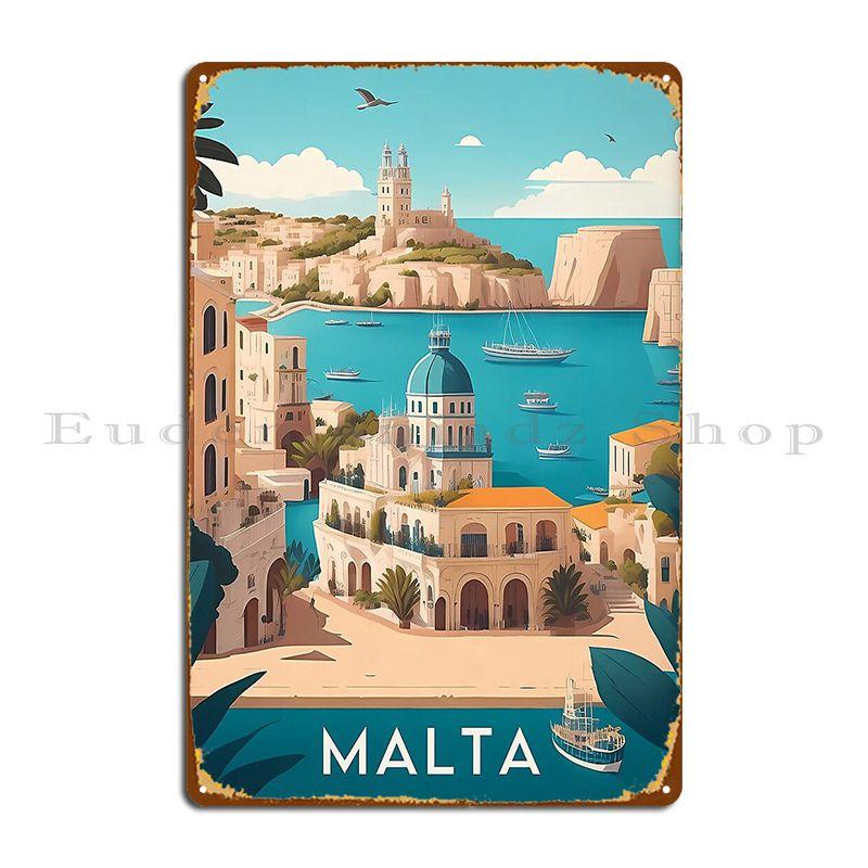 Malta Travel Poster Metal Signs Pub Kitchen Living Room Club Bar Printed Tin Sign Poster 20X30CM