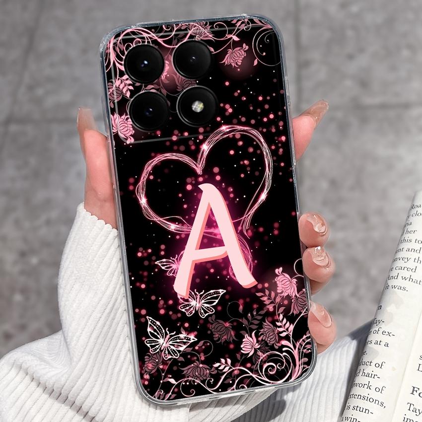 Casing For Redmi K70 K80 K60 K50 K40 K30 K20 Pro K70e K60e K90 Pro Max Phone Case Premium Letters Pattern Transparent TPU Back Cover For Redmi Housing