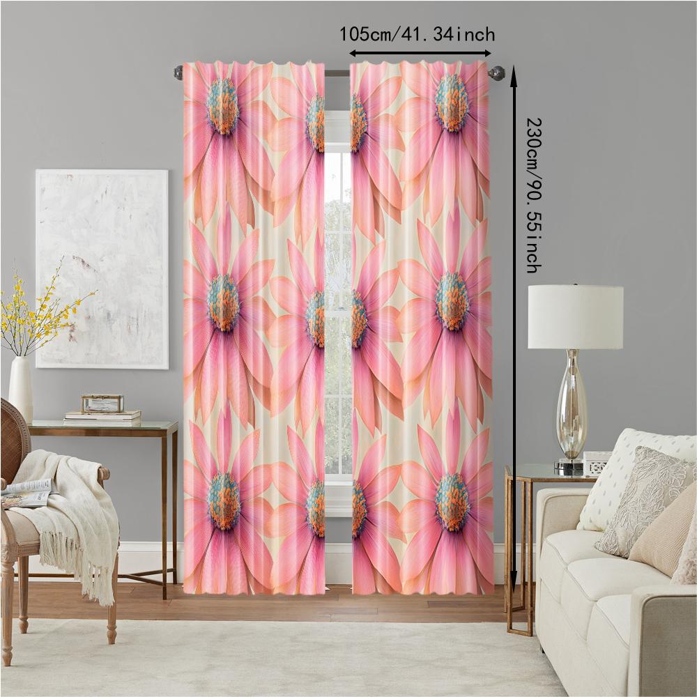 Set Of 2 Versatile Polyester Transparent Curtains Home Decoration Chrysanthemum Floral Use Bedrooms Living Rooms Made Area Window Treatment