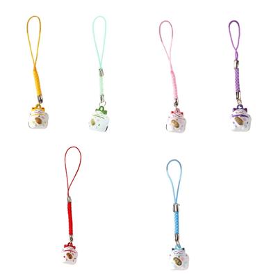 Fortune Bringing Lucky Cat Phone Charm Ceramic Lucky Cat Phone Charm Elegant Keychain Pendant For Joy And Abundance