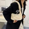 Winter Soft Plush Women Shoulder Underarm Bags Simple Solid Color Ladies Pleated Strap Handbags Portable Female Phe Bag Purse