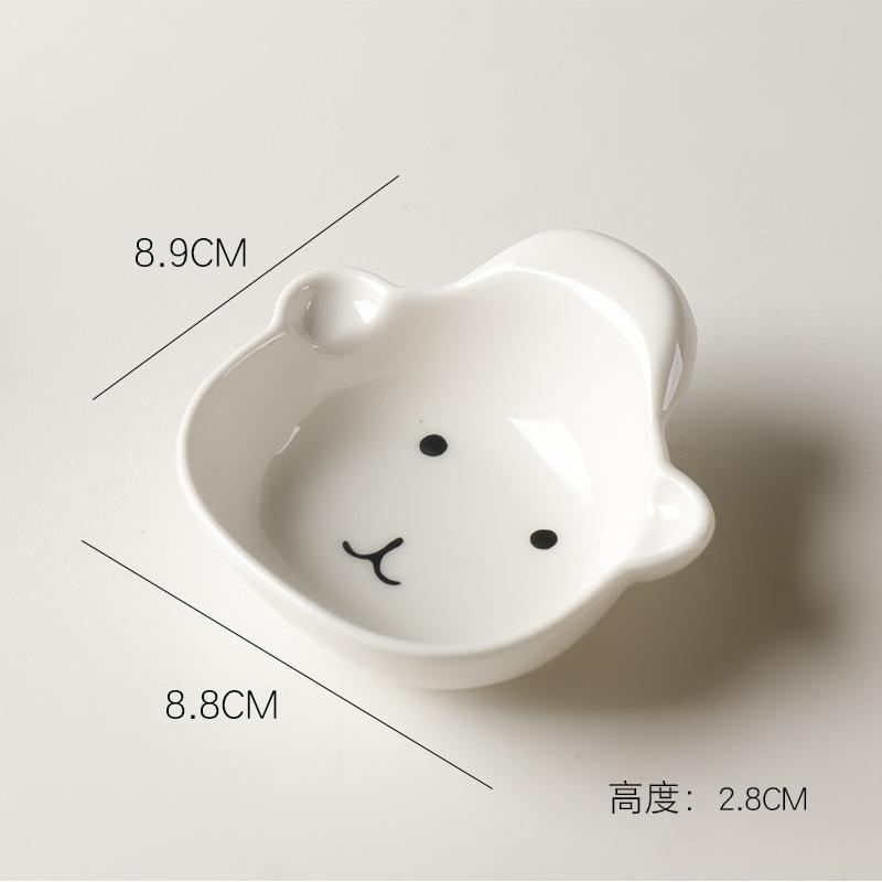 Embossed Ceramic Flavored Plate Creative Cartoon Sauce Plate Snack Plate Mini Cute Household Vinegar Dish Hot Pot Dipping Sauce Plate