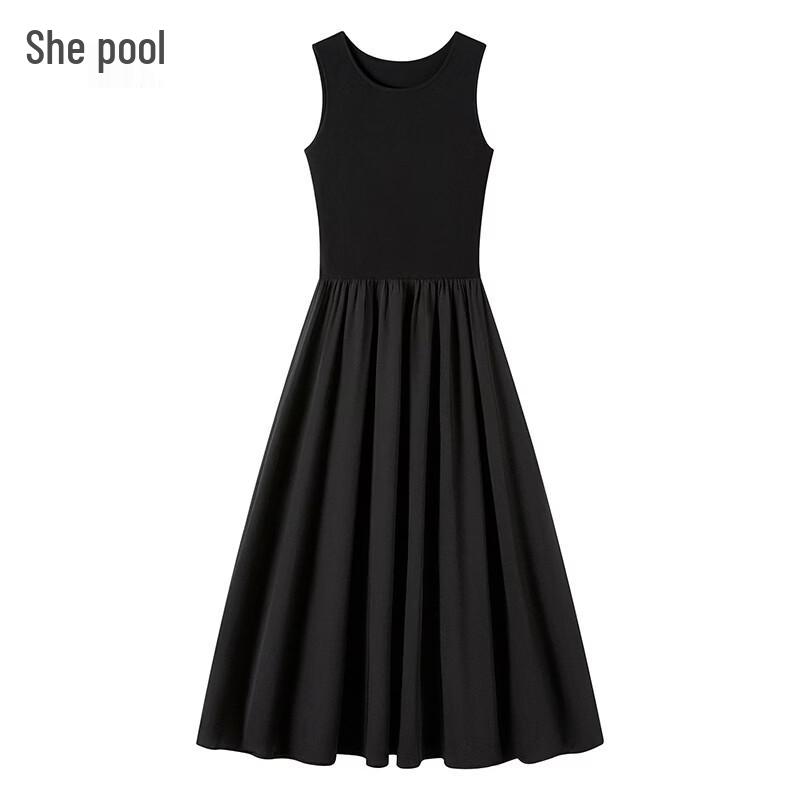 

Women s Solid Color Round Neck Sleeveless Midi Dress S