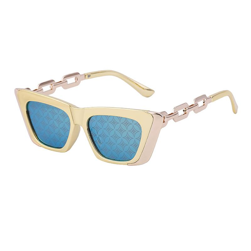 Cat'S Eye Sunglasses Women'S Trendy Personality Metal Chain Small Frame Sunglasses Women'S Glasses
