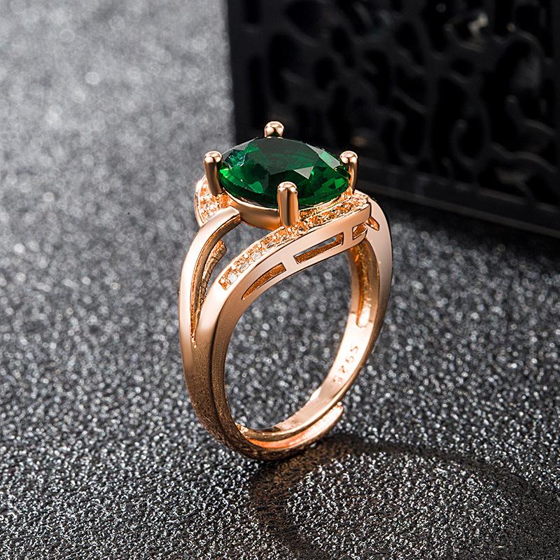 Sace Gems Pierścionek ze stopu miedzi z zieloną cyrkonią. Damski prezent ślubny