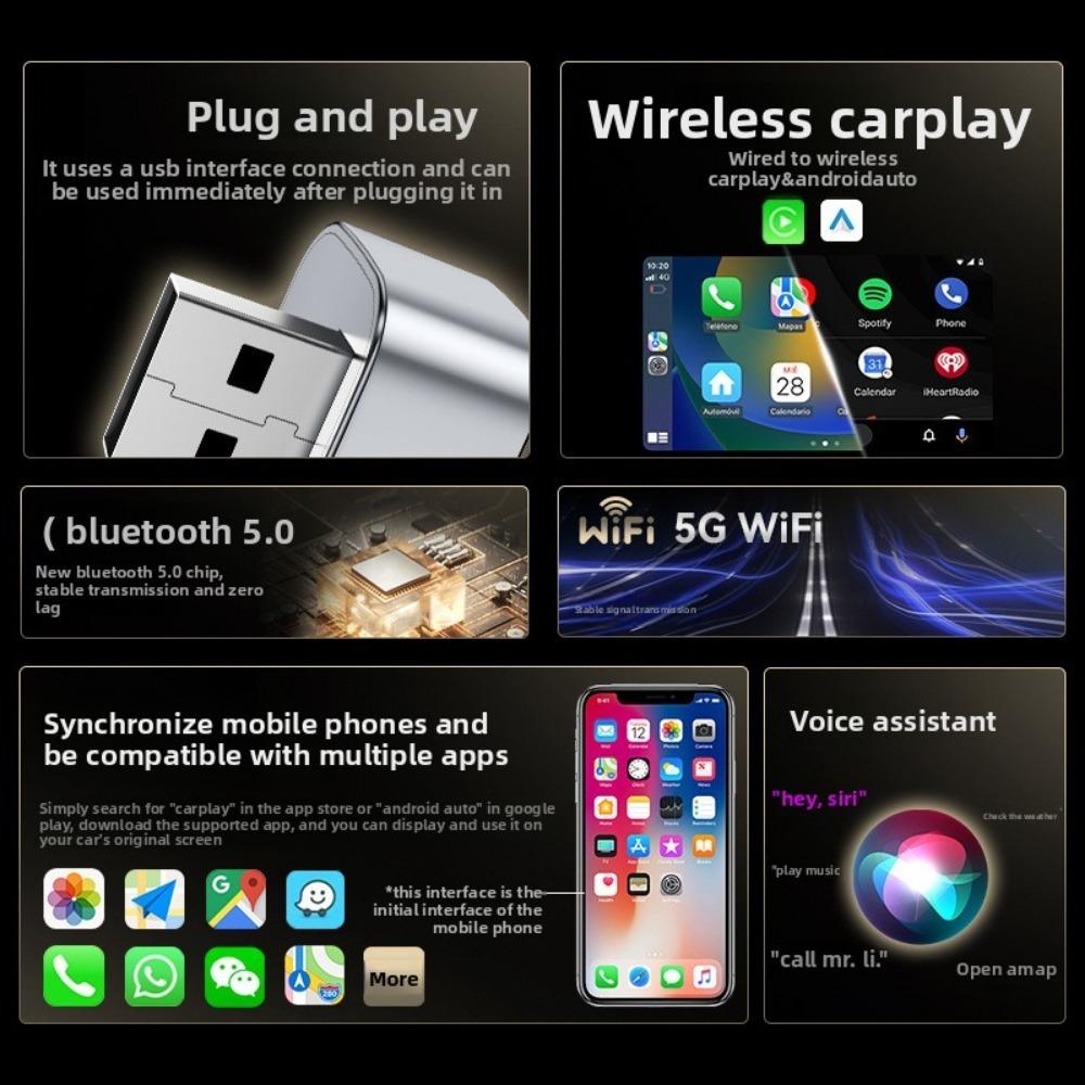 2 In1 Carplay Box Android Auto Adapter Smart Navigation Car Multimedia Converter Wireless CarPlay