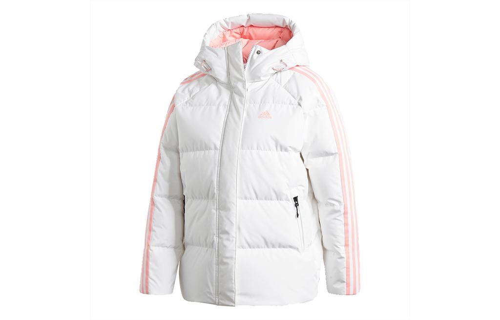 adidas Down Jackets Women's White Hooded Moderate Quilted Down Jacket GF0002