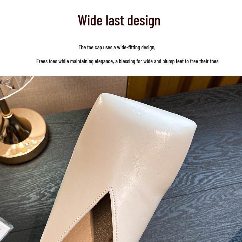 Black Soft Leather Square Toe Low-Cut Women’s Shoes - 2025 Stylish Niche Designer, Available in Large Sizes