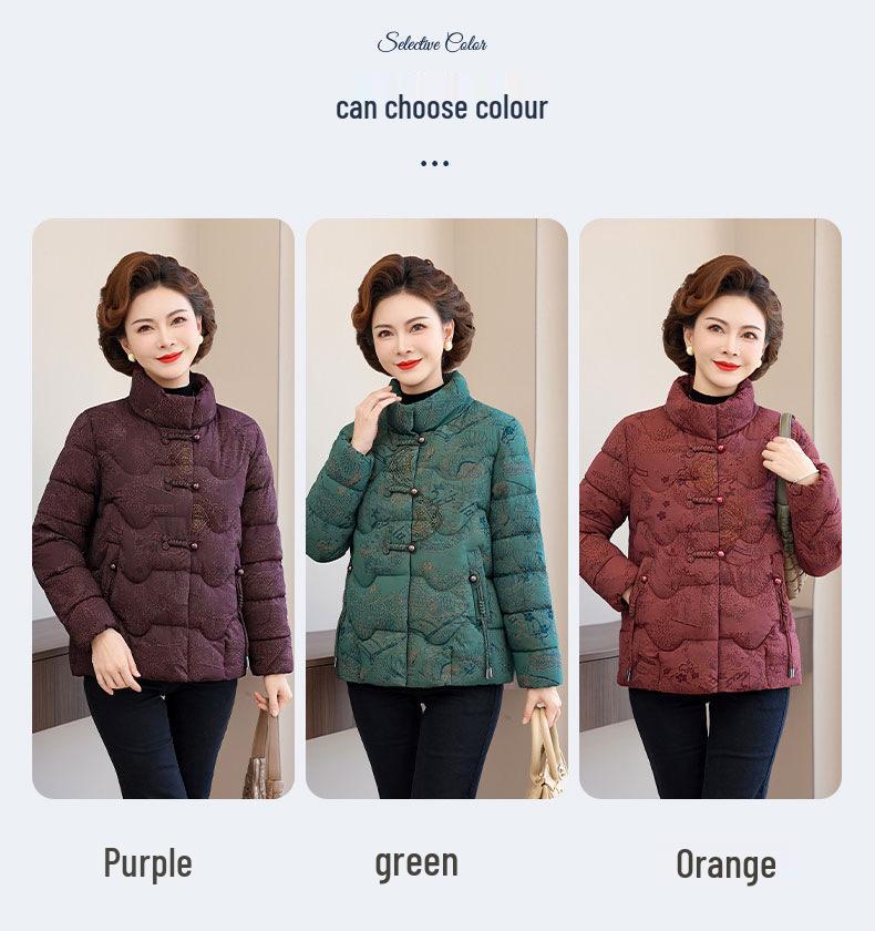 Schmale Baumwolljacke mit Stehkragen für Frauen mittleren Alters und ältere Frauen