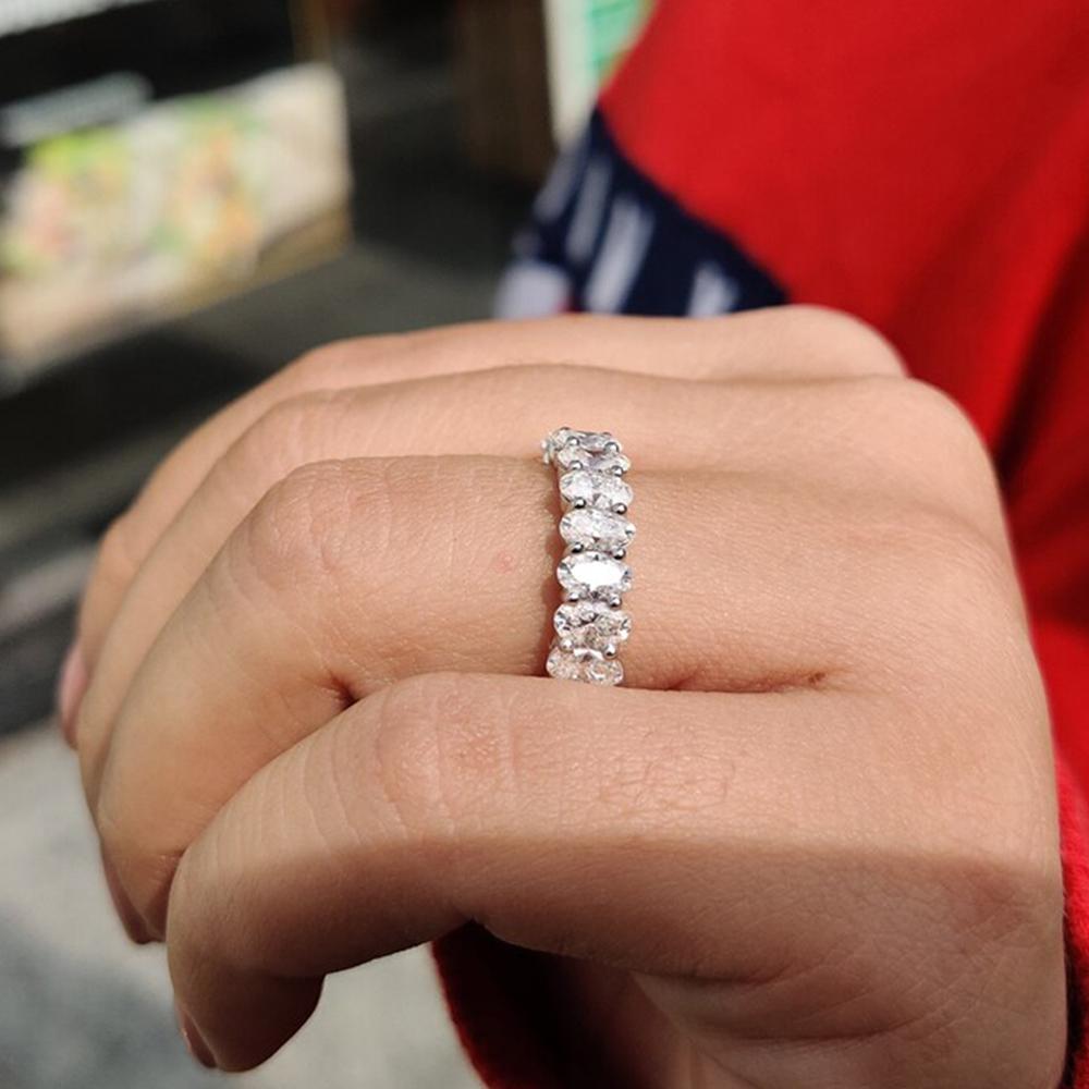 3x5mm Oval Cut Moissanite Eternity Ring for Women CopperStackable Band Engagement Wedding Ring Anniversary Jewelry