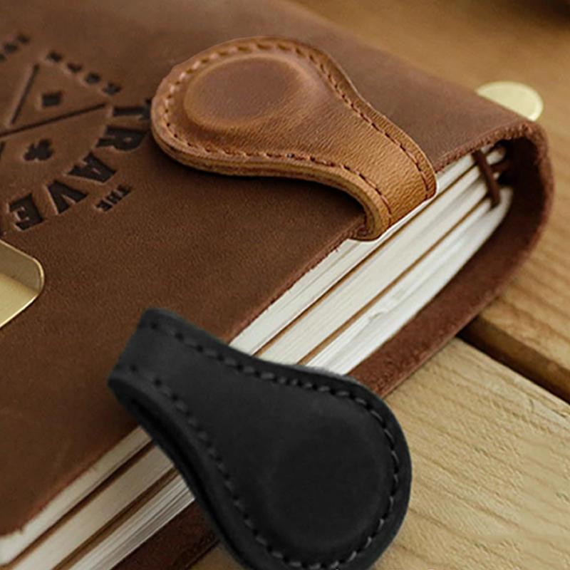 3Pc Notebook Book Markers Page Divider Magnetic Leather Bookmark Double-Sided Magnetic Buckle Magnet Clip Staionery Supplies