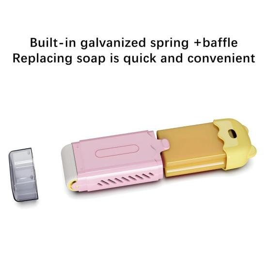 1/2/3Pcs Bear-Shaped Rolling Soap Holder Easy to Clean Multipurpose Bathroom Foaming Soap Box with Roller Bubble Case