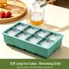Square Ice Cube Tray with Lid - Large Silicone Mold for Home Use