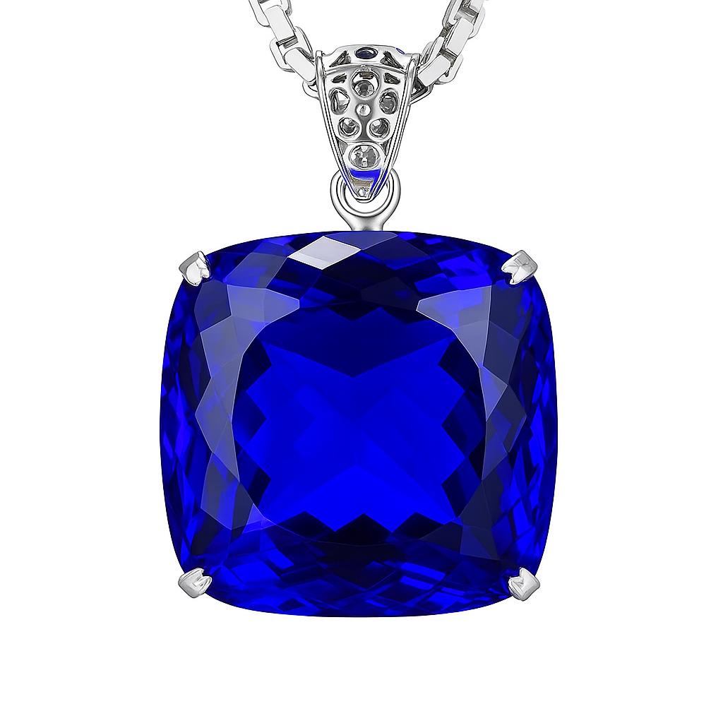 

Certified 91Ct Blue Topaz Pendant 925 Sterling Silver Square Cushion Cut for Him AI-32-NS 25.9 mm Approx.