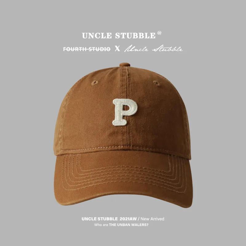 Letter P Embroidered hats Baseball Caps for Men and Woman's Adjustable Casual Cotton Sun Hats  Solid Color Visor Hats