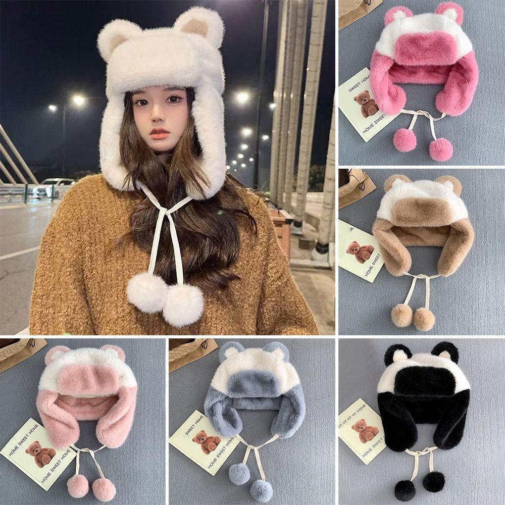 Thick Bomber Hat Plush Ushanka Fur Hat Outdoors Winter Cap for Men Women