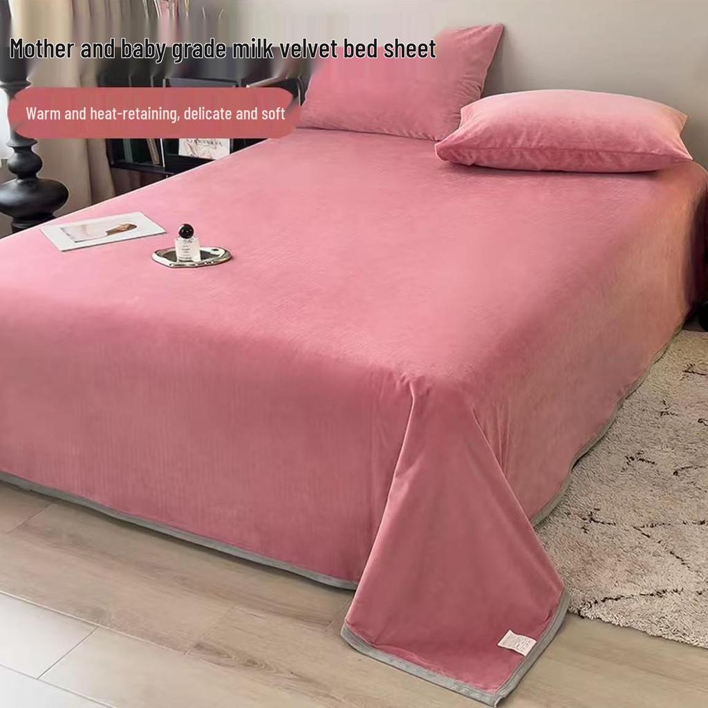 Milchsamt Winterfleece Bettwäscheset: Einzelstudentenwohnheim Dreiteilige Dicke Plüsch Rutschfeste Korallen-Decke