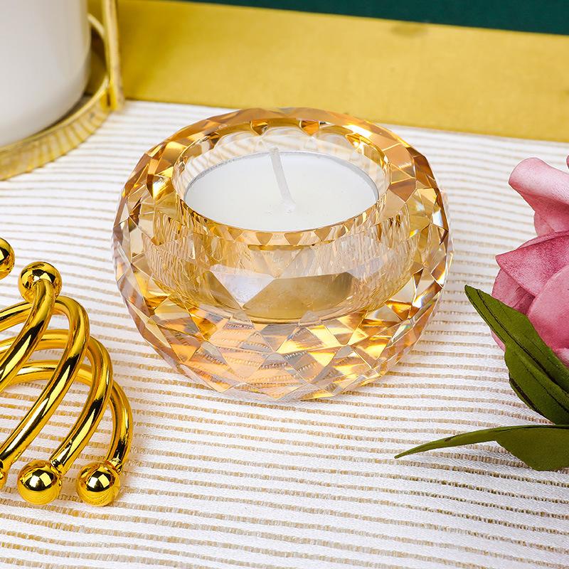 K9 Crystal Glass Tealight Candle Holder Geometric Faces Crystal Ball Clear Candlesticks Candlelight Dinner Romantic Decoration