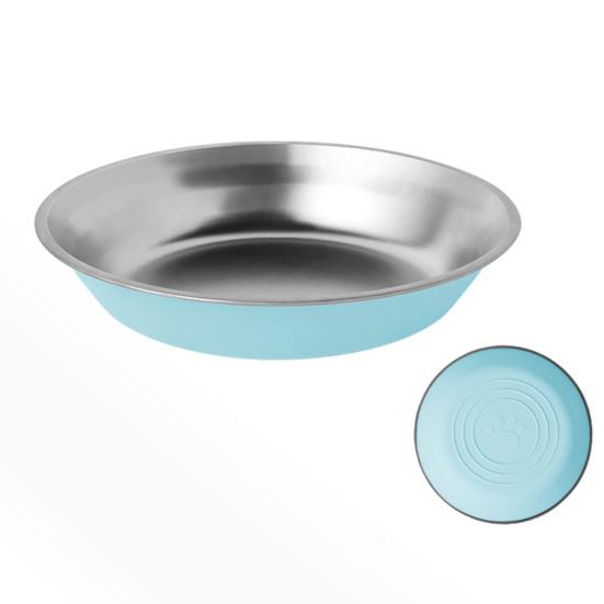 

Миска для домашних животных из нержавеющей стали, нескользящее силиконовое дно, маленькая, средняя, большая, для собак, кошек, миска для кормления, устойчивая к опрокидыванию, поилка/кормушка для лакомств и еды синий