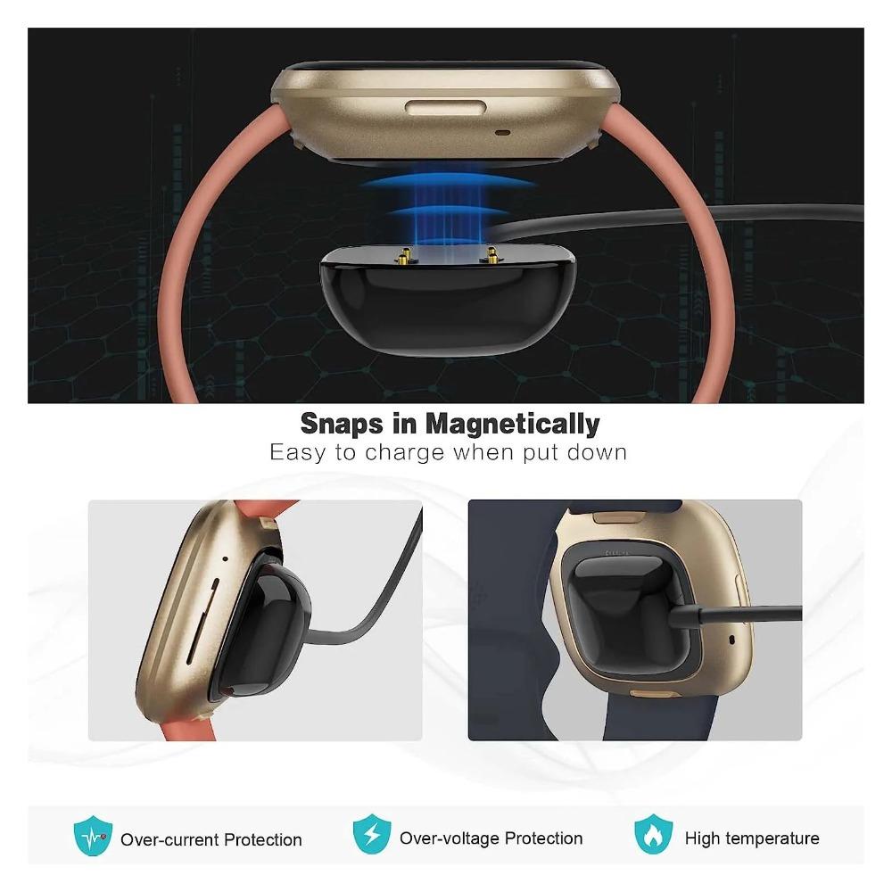 Charger Cable For Fitbit Versa 4/Sense/Versa 3/Sense 2 Replacement Smartwatch Charger Cradle Adapter Data Stand Charging Cable