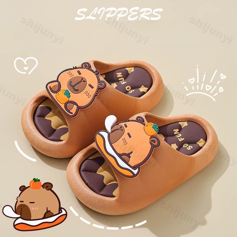 Capybara Slippers Children Bathroom Sandals  Summer Anti-slip Cartoon Slippers Platform Kids Slippers Breathable Beach Shoes