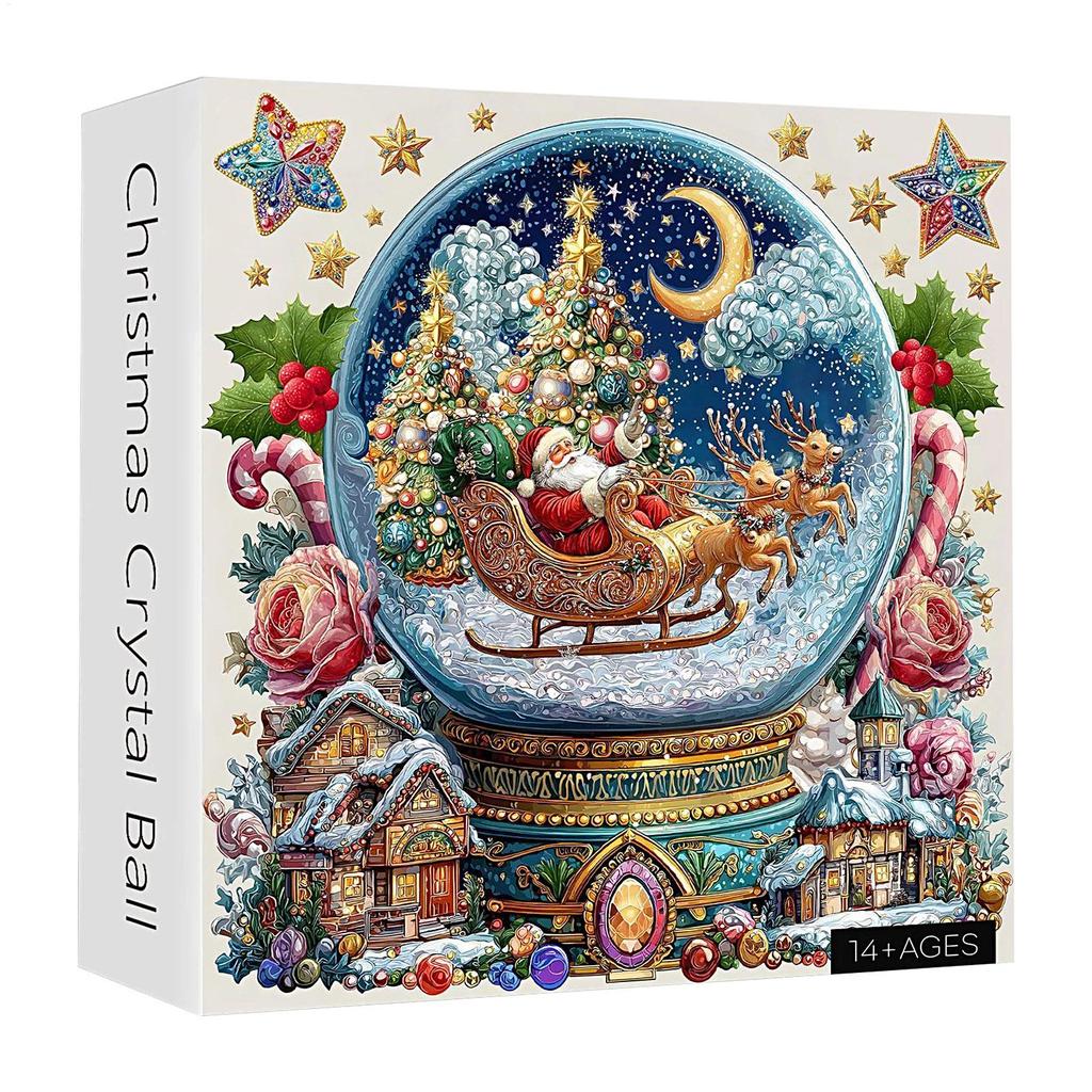Christmas Snow Globe Puzzle Winter Scene Crystal Ball Decor Colorful Festive Activities Bedroom Fireplace Family Home Decor