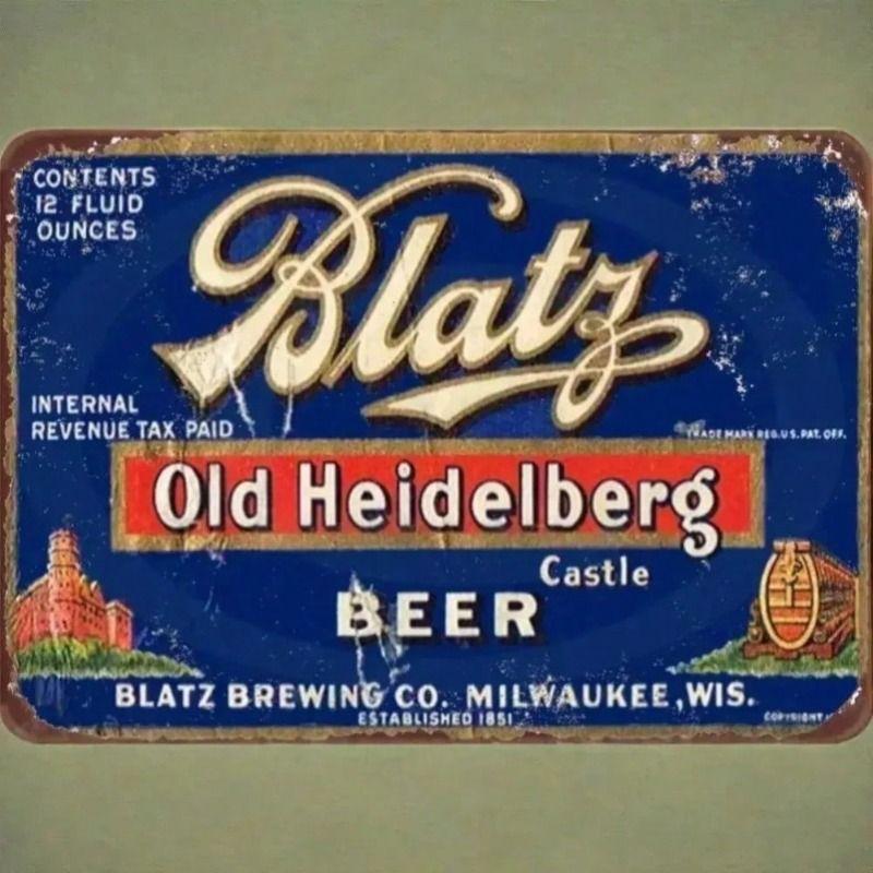 Vintage Metal Tin Sign Blatz Heidelberg Beer Poster Wall Decor for Bar Pub Garage