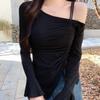 Slim Irregular T Shirt Sweet Slanted Shoulder Top Chic Off Shoulder Top  Summer