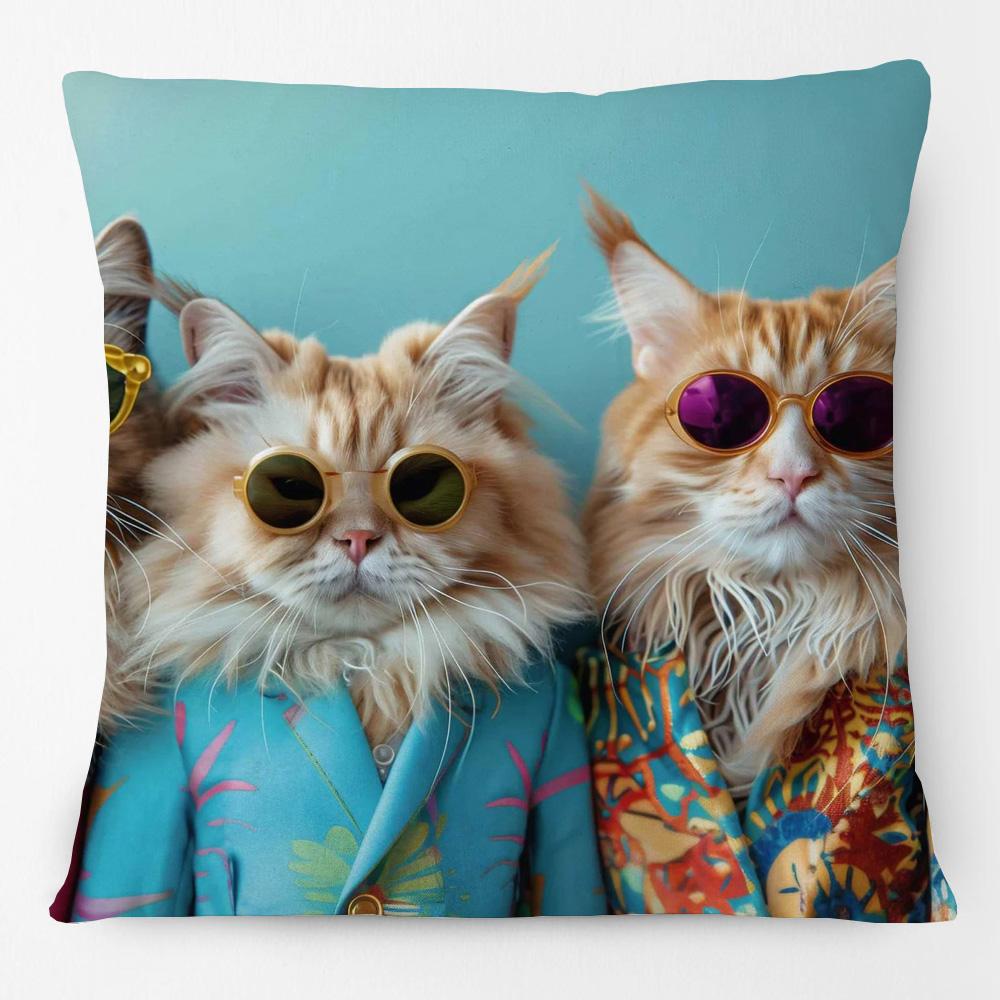 Fashion Chic Floral Animals Posters Cushion Cover Tiger Leopard Highland Cow Cockatoo Cat Dog Print Pillow Case
